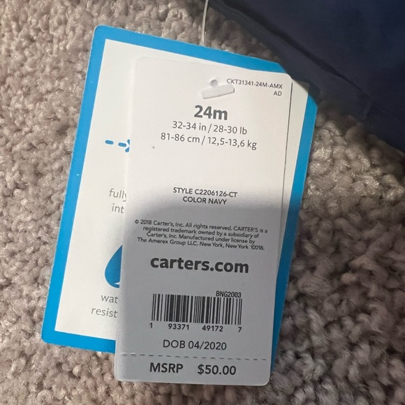 Carters dinosaur boys jacket blue size 24 months NWT! - Picture 4 of 6